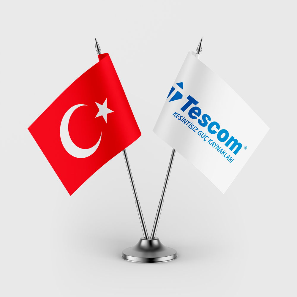 Tescom+Türk Bayrağı İkili Masa Bayrağı